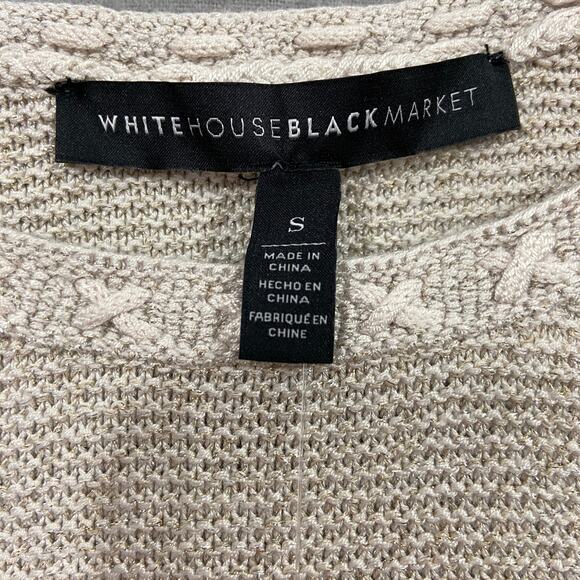 Nwt White House Black Market Knit Sweater Tank Metallic Oat Top Small - Picture 5 of 10